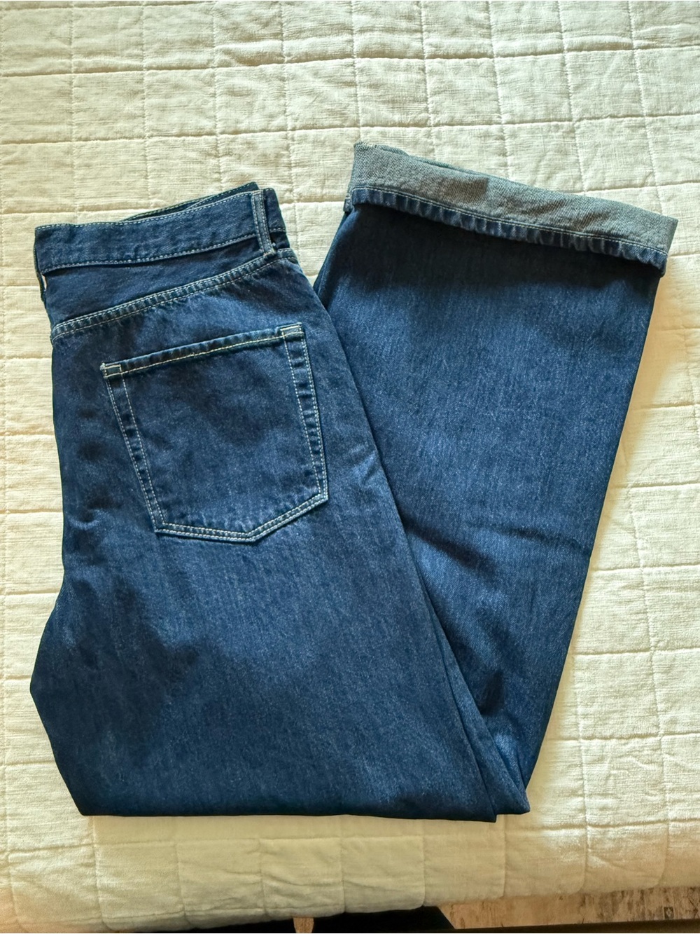 We The Free Womens Wide Leg Dark Blue Denim Jeans 35 inch inseam 100% cotton